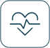 Heartbeat monitor icon with pulse line.