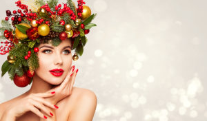 woman in the holiday season with botox and filler injections