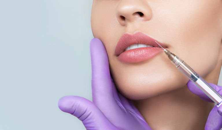 dermal filler injecting in lip